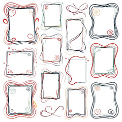 A set of vintage vector frames and labels offers retro design elements for card decoration