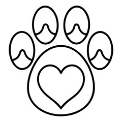 Simple Line Art Paw with Heart