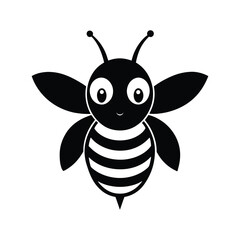 Black and white honeybee head with compound eyes.eps