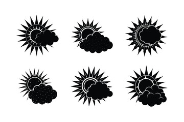 sun cloud combo vector art silhouette