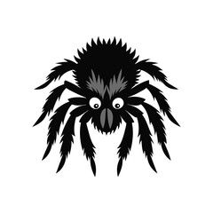 Black and white tarantula head with furry detail.eps