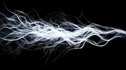 Abstract Flowing White Particles On Black Background