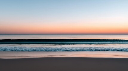 Obraz premium A tranquil beach scene capturing a beautiful sunset at the ocean