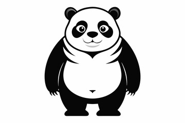 Panda full body line art vector icon illustration black design white background