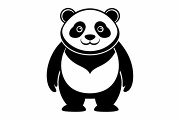 Panda full body line art vector icon illustration black design white background