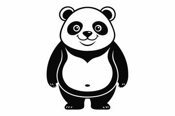 Panda full body line art vector icon illustration black design white background