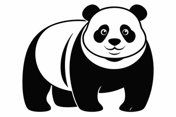Panda full body line art vector icon illustration black design white background
