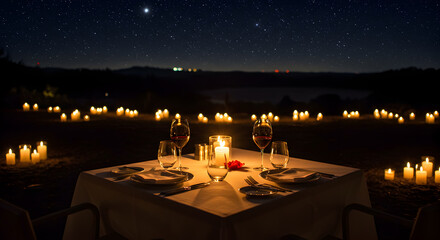 Elegant Romantic Candlelit Dinner Under The Stars For Two Person