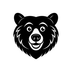 Black Silhouette Bear Head Mascot Featuring Large Kind Eyes vector illustration