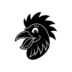 Obraz premium Black Silhouette Chicken Head Mascot Showing a Large Bright Red Comb vector illustration