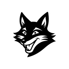 Black Silhouette Fox Head Mascot with a Playful Stylized Grin vector illustration
