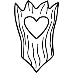 Tree Bark Textured Line Art with Heart Engraving