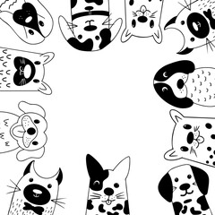 Obraz premium dog doodle cute template element design