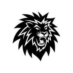 Black Silhouette Lion Head Mascot Featuring Bold Lines and Energy vector illustration