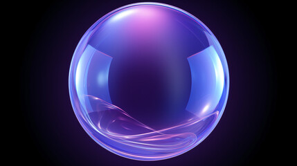 Obraz premium Transparent sphere with a blue-purple neon glow, perfect for futuristic technology-themed banners and displays.