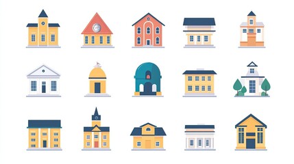 Vector School Icon Design for Educational Institutions, Campus Architecture, and Academic Projects --