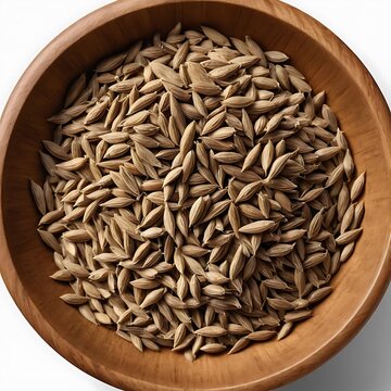 Close-up cumin in a wooden bowl