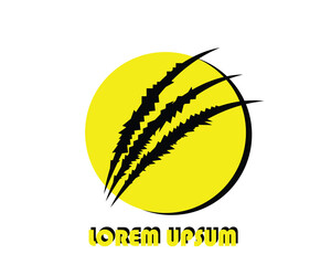 Yellow circle with claw mark.Claw Scratch with yellow circle on the white background.