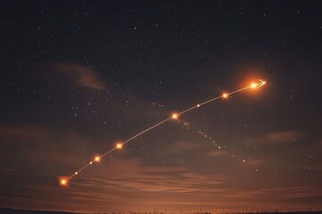 Celestial Sagittarius sign forming in a fiery arrow streaking across the sky