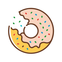 Bitten Donut with Sprinkle Topping Icon Design