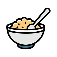 Bowl of Cereal with Spoon Icon Design
