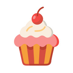 Frosted Cupcake with Cherry Topping Icon Design
