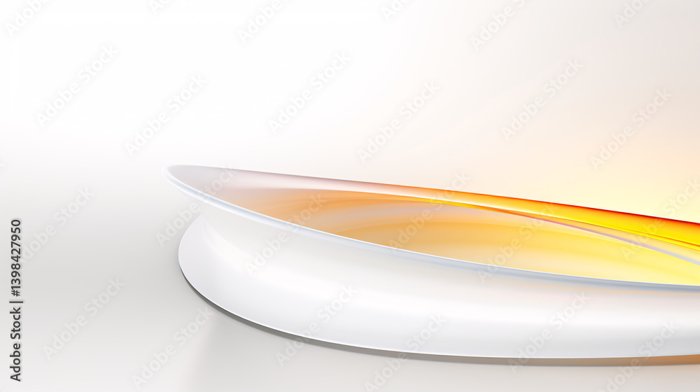 Aufkleber white background with curved light gradient and yellow geometric shapes, perfect for futuristic disp