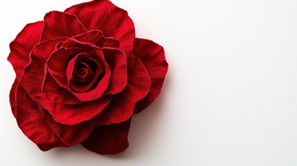 Red Paper Rose on White Background