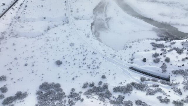 Eastern Express (Dogu Ekspresi) in the Winter Season Drone Video, Ankara to Kars Express, Kars Turkey (Turkiye)

