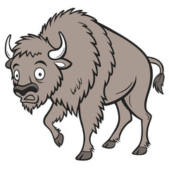 Obraz premium Cartoon Bison Illustration for Kids Educational and Coloring Book Design
