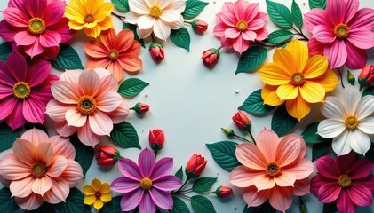 Continuous blooming flowers, intricate design, illustration, wallpaper, pastel