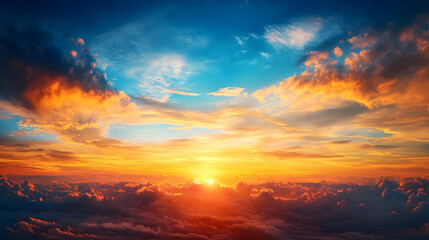 Obraz premium Sunset Panorama With Dramatic Clouds