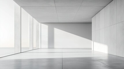 Fototapeta premium White Minimal Architecture Building Background with Empty Space for Mock-Up Display and Concrete Floor --