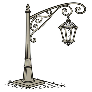 recommend clip art: Vintage Street Lamp Vector Illustration with Decorative Iron Design