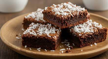 Delicious Coconut Flour Brownies Sprinkled With Shredded Coconut Ready To Eat
