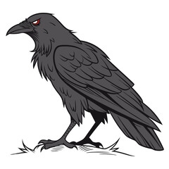 Fototapeta premium Vector Illustration of Majestic Raven Bird Symbol of Mystery and Power for Tattoos and Crafts