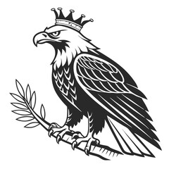 Obraz premium Majestic Crowned Eagle Vector Art for Tattoo Design and Coloring