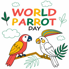 WORLD PARROT DAY vector illustration