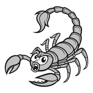 gray cartoon scorpion with open mouth clip art preview