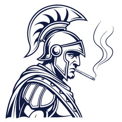 Spartan Warrior Smoking Vector Art for Tattoos and Illustrations