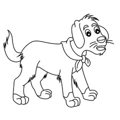Cute cartoon hand drawn vector dog coloring page.