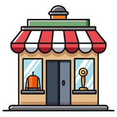 Colorful Cartoon Storefront Vector for Business Branding and Illustration