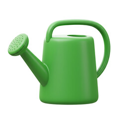 Green Watering Can icon. 3d rendering isolated on white background. Cartoon plastic style