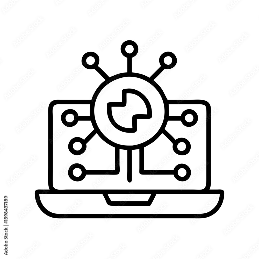 Poster laptop network connection icon vector illustration for technology and data science concept use in we