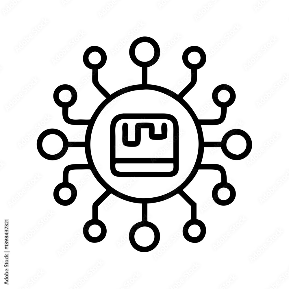 Aufkleber digital network icon vector illustration of blockchain technology and connection system design
