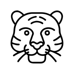 Tiger face drawing simple vector illustration, bengal tiger head outline, animal graphic design