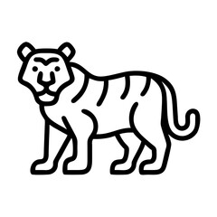 Isolated tiger vector illustration, bengal tiger clipart, wild animal drawing, tiger outline icon