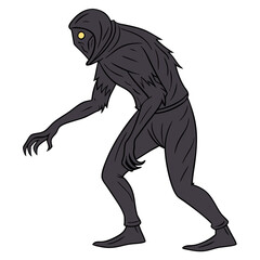 Fototapeta premium Dark Hooded Creature Silhouette with Claws Creepy Vector Art for Halloween Designs