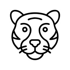 Tiger face outline vector illustration, wild animal graphic design for print and web use icon