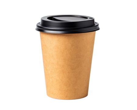 single brown paper coffee cup coffee cup isolated on white background.